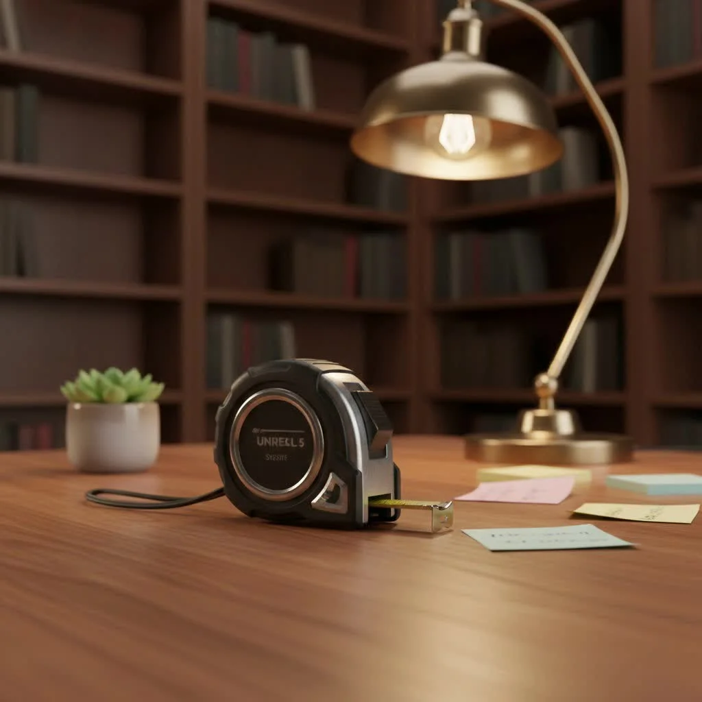 Digital tape measure displaying a precise measurement